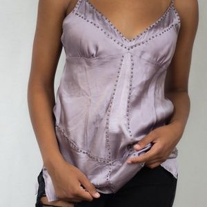 Gold hawk 100% silk lavender tank top